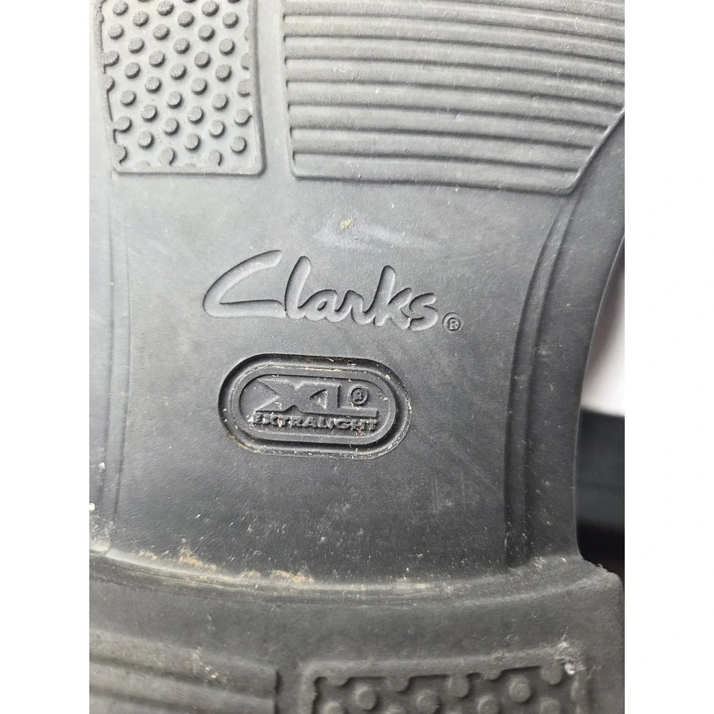 Clarks Mens‎ Black Leather Slip On Loafers Square Toe XL Extralight Shoes 5292
